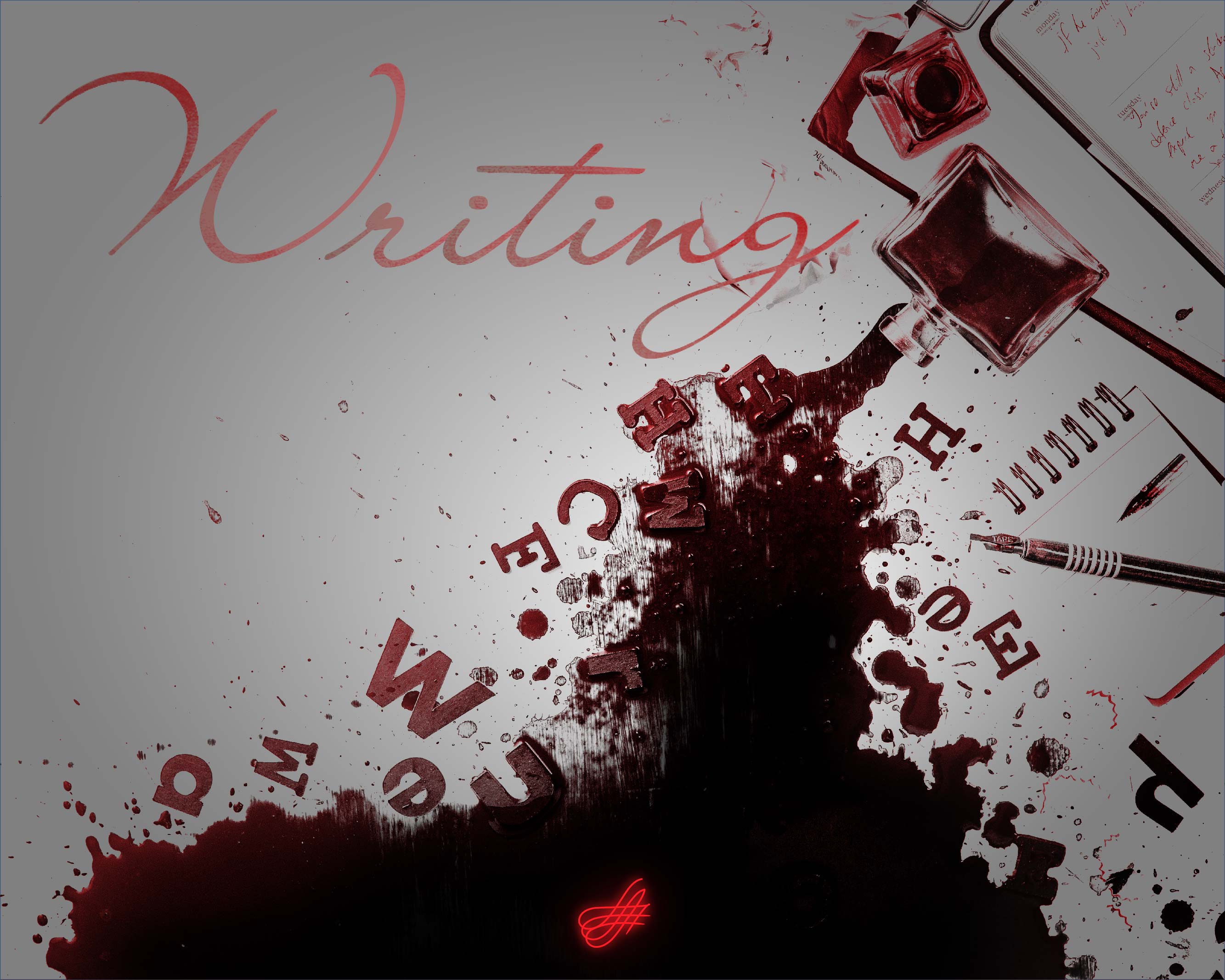 Writing in Red Ink postcard